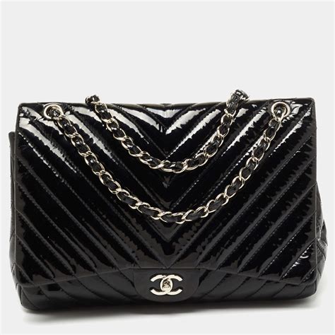 chanel patent black chevron|Chanel Patent Chevron .